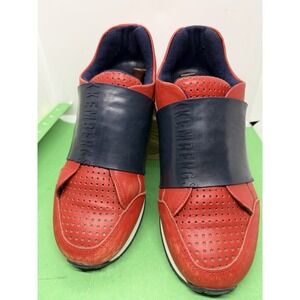 Bikkembergs Mens Red Navy Blue Leather Sneakers Size 39.5 Made In Italy